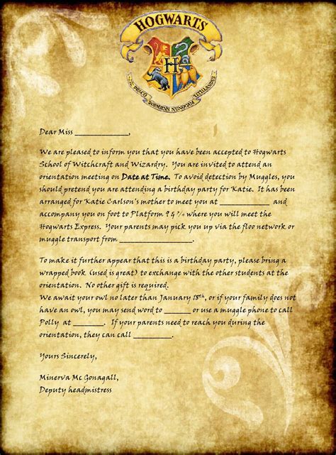 hogwarts custom acceptance letter|personalized hogwarts letter printable.